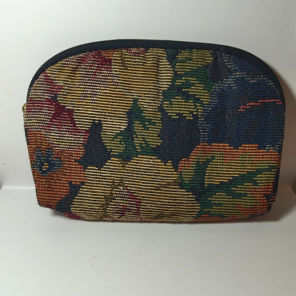 Vintage Fuji Women's Floral Pattern Makeup Bag Clutch with Zipper